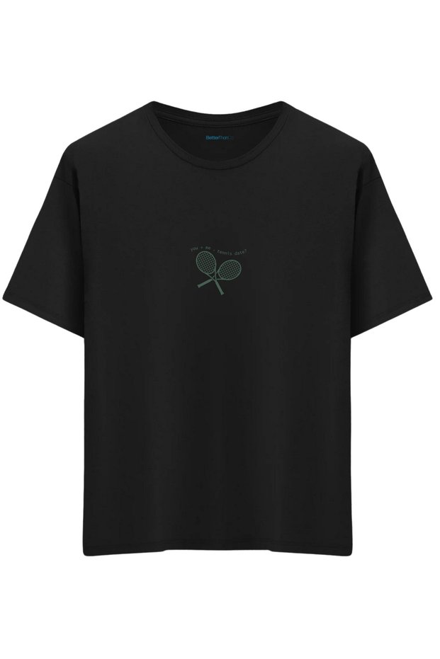 Tennis Date Printed Crew Neck Oversized T-Shirt