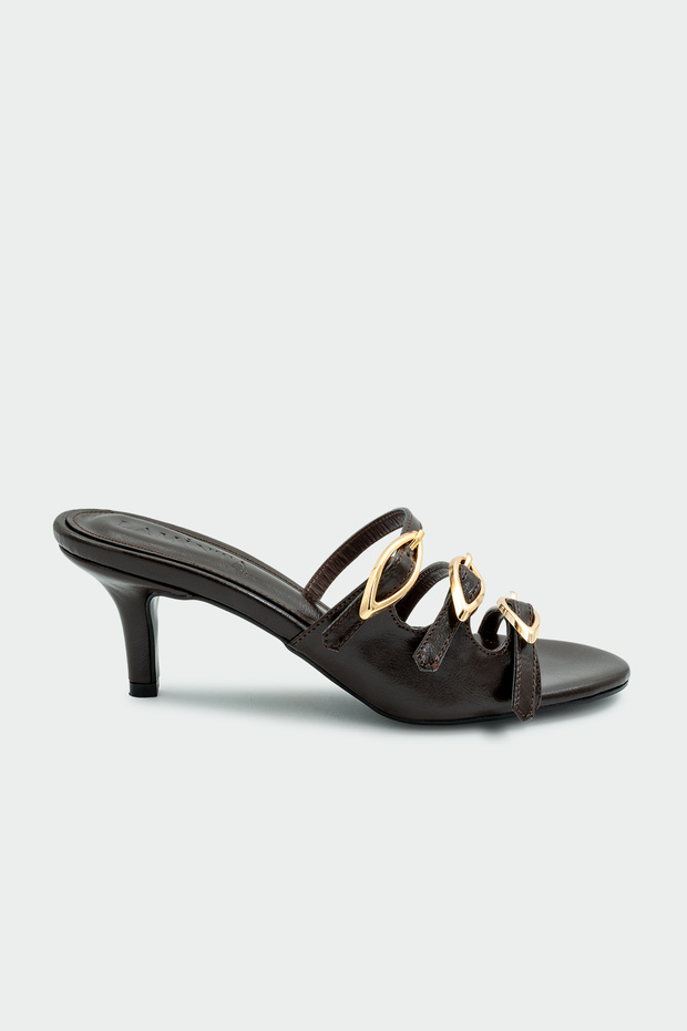 Wain Gold Buckle Detail Bitter Brown Women Slipper