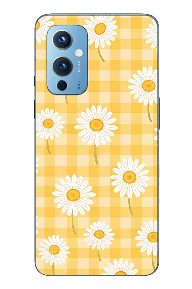 حافظة هاتف شفافة متوافقة مع ون بلس 9 باللون الأصفر بنقش مربعات باباتيا منقوش - 1