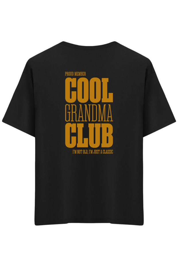 Cool Grandma Club Printed Crew Neck Oversized T-Shirt