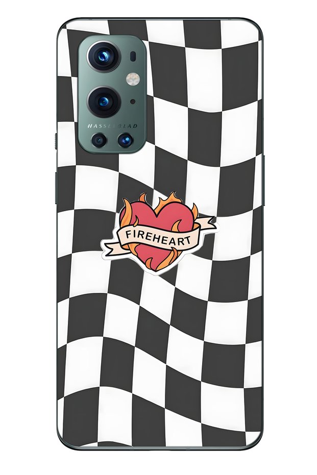 One Plus 9 Pro Compatible Fireheart Square Patterned Transparent Phone Case