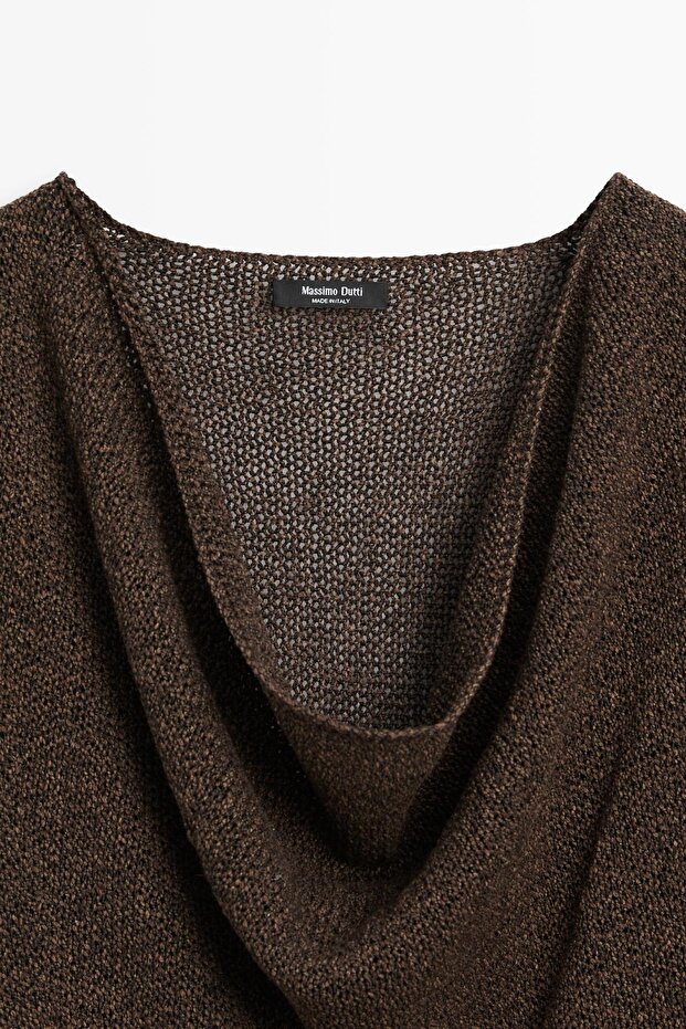 Asimetrik drapeli yaka bluz - 6