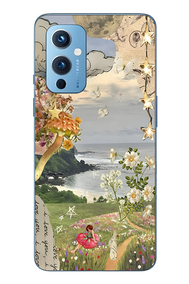 حافظة هاتف شفافة متوافقة مع One Plus 9 من Dream Garden منقوش - 1