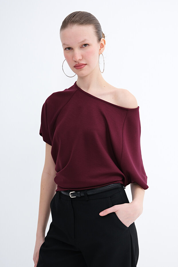 Kayık Yaka Basic T-shirt P4533 - 1