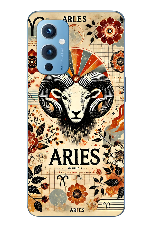 One Plus 9 Compatible Aries Zodiac Patterned Transparent Phone Case