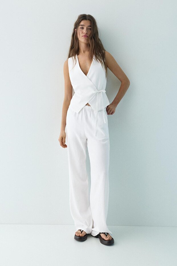 Yanları bağlamalı rustik yelek - 3