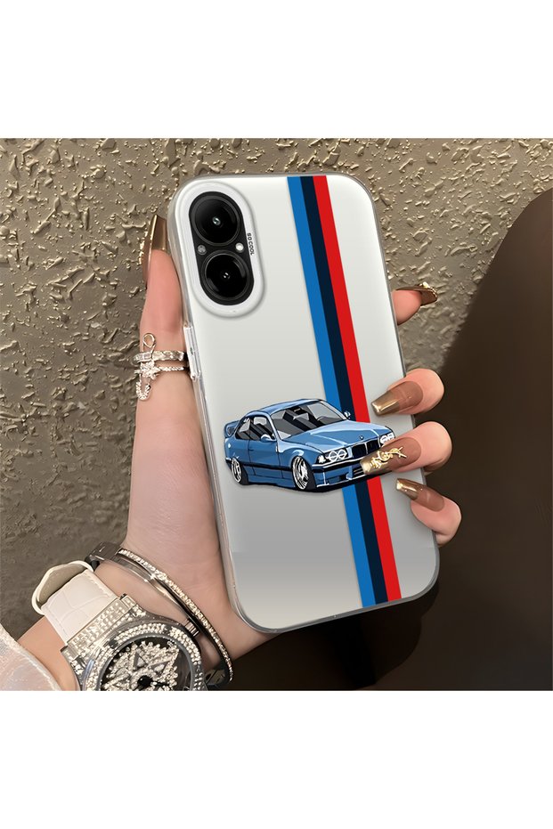 Realme C67 Compatible Silicone Edge Hard Back Anti-Fall Phone Case Motorcycle Patterned