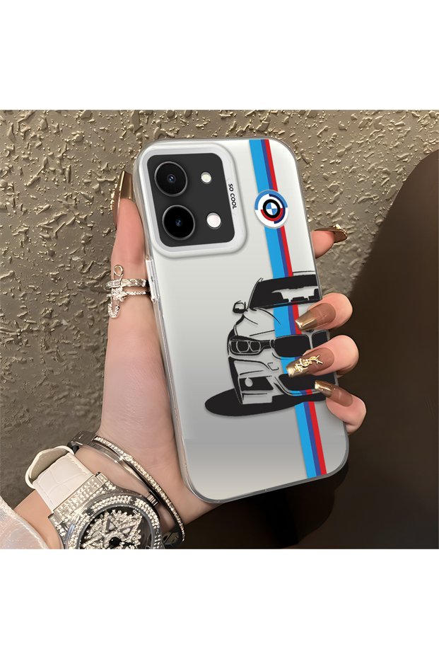 Vivo Y28 Compatible Bmw Patterned Silicone Edge Hard Back Anti-Fall Phone Case