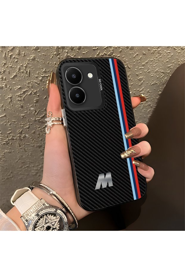 Vivo Y36 Compatible Silicone Edge Hard Back Anti-Fall Phone Case Bmw Patterned