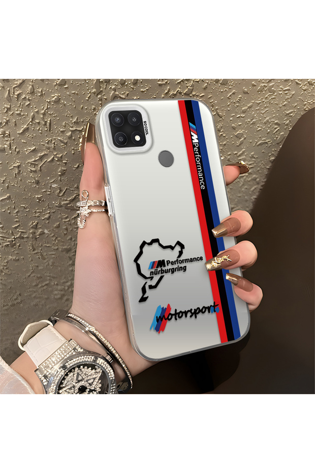 Oppo A15S Compatible Silicone Edge Hard Back Anti-Fall Phone Case Bmw Patterned