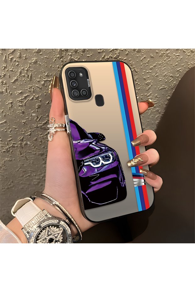 Samsung Galaxy A21S Compatible Bmw Patterned Silicone Edge Hard Back Anti-Fall Phone Case