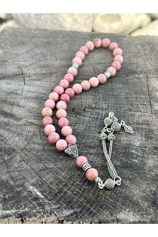 33 Pieces Globe Cut Rhodonite Praying Beads