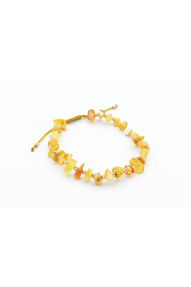 Genuine Natural Macramé Model Drop Amber Bracelet 006