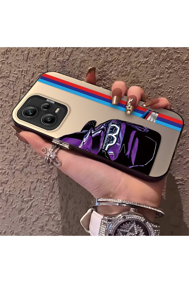Bmw Patterned Silicone Edge Hard Back Anti Fall Phone Case Compatible with Redmi Note 12 Pro 5g