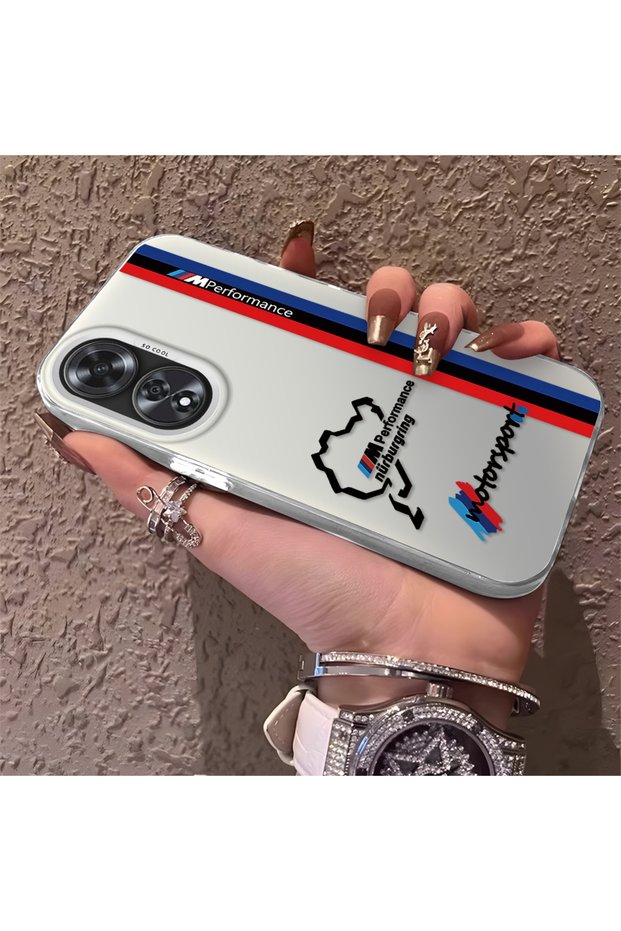 Silicone Edge Hard Back Anti Fall Phone Case Compatible with Oppo A60 Bmw Patterned