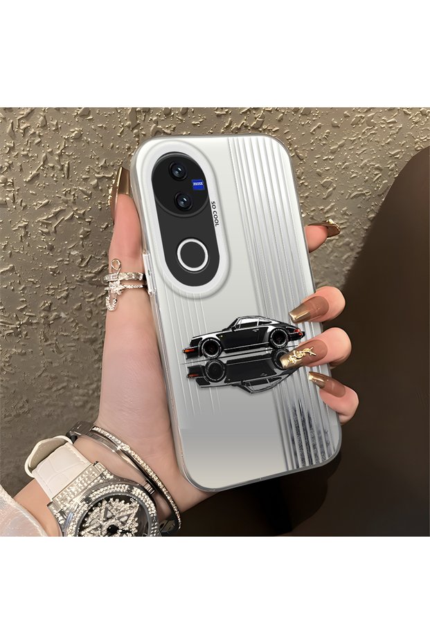 Vivo V50 Compatible Silicone Edge Hard Back Anti-Fall Phone Case Classic Car