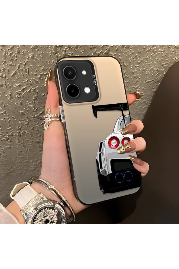 Vivo Y28 Compatible Silicone Edge Hard Back Anti-Fall Phone Case Sports Car