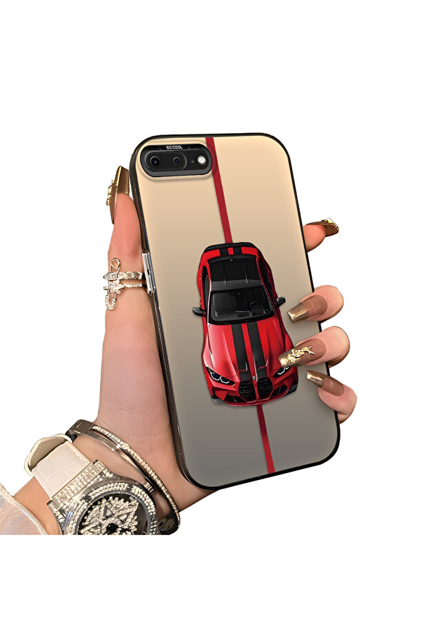 حافظة متوافقة مع هاتف iPhone 7 Plus من BMW منقوش ذات حافة من السيليكون وظهر صلب مضاد للسقوط - 3