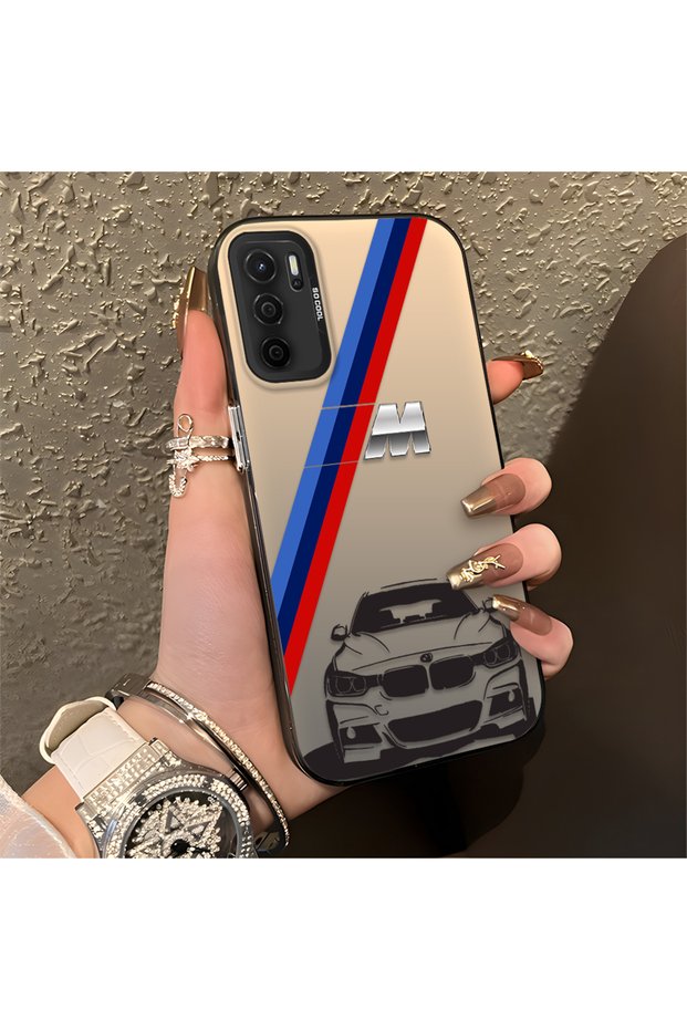 Oppo A16 Compatible Silicone Edge Hard Back Anti-Fall Bmw Patterned Phone Case