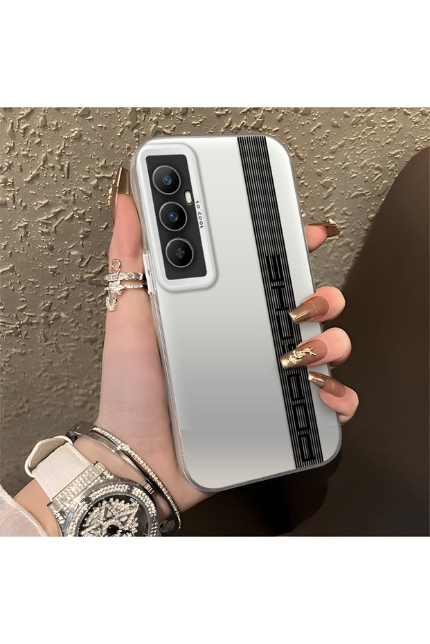حافظة هاتف Realme C65 متوافقة مع حافة السيليكون الصلبة ومضادة للسقوط من نوع Porsche منقوش