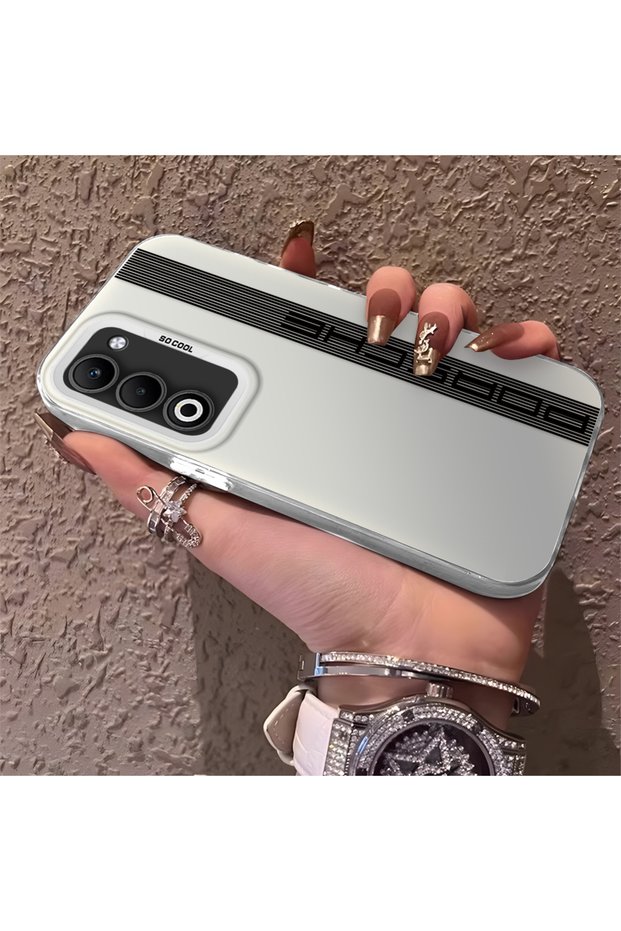 Porsche Patterned Silicone Edge Hard Back Anti Fall Phone Case Compatible with Oppo A5 5g