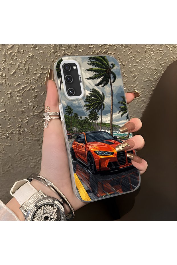 Samsung Galaxy S20 Fe Compatible Silicone Edge Hard Back Anti-Fall Case Classic Car