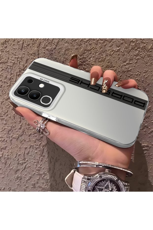 Porsche Patterned Silicone Edge Hard Back Anti Fall Phone Case Compatible with Vivo Y29