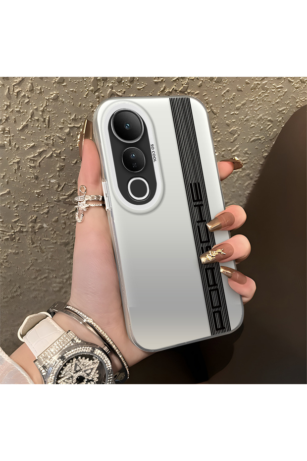 Vivo V50 Lite Compatible Silicone Edge Hard Back Anti-Fall Phone Case Porsche Patterned