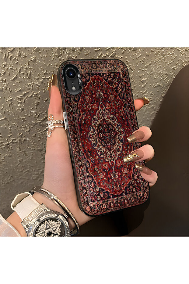 iPhone Xr Compatible Kilim Rug Patterned Silicone Edge Hard Back Anti-Fall Phone Case