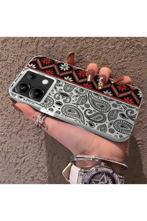 Rug Patterned Silicone Edge Hard Back Phone Cover Case Compatible with Redmi Note 13 Pro 5g