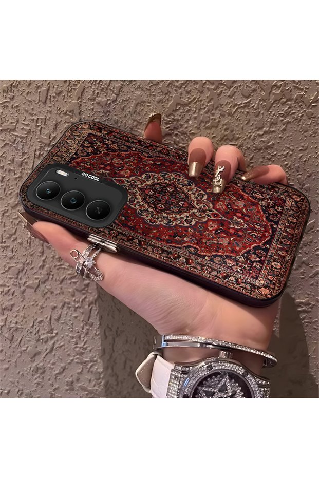 Rug Patterned Silicone Edge Hard Back Phone Case Compatible with Realme 14X
