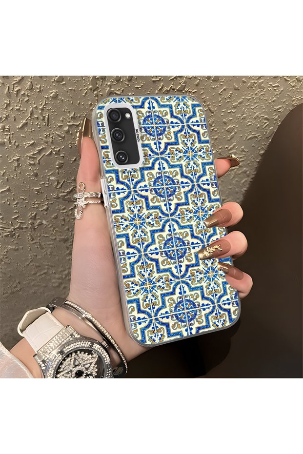 Samsung Galaxy S20 Fe Compatible Silicone Edge Hard Back Anti-Fall Phone Case Knitting Patterned