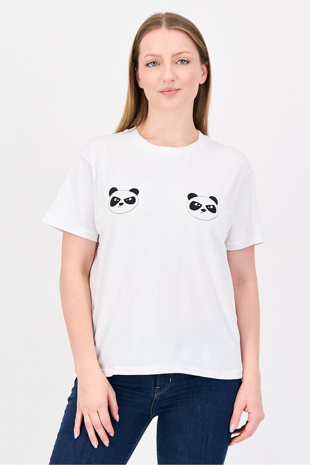 Women Crew Neck Short Sleeve Graphic Print T-Shirt, White