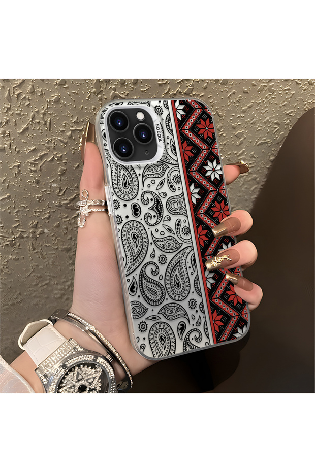 iPhone 11 Pro Compatible Kilim Rug Patterned Silicone Edge Hard Back Anti-Fall Phone Case