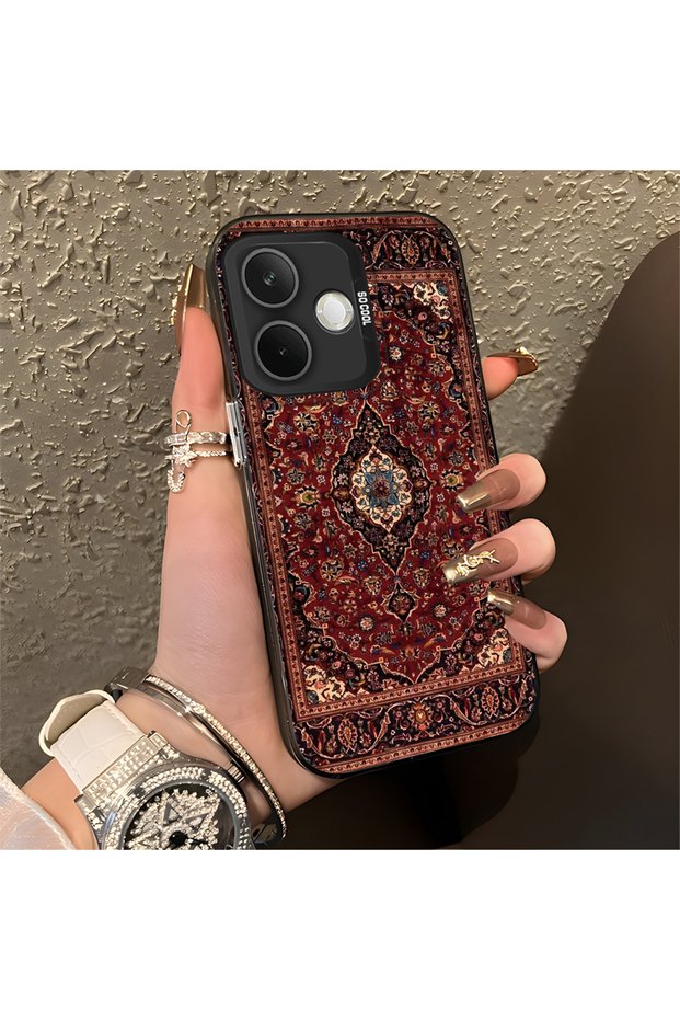 Oppo A5 Pro 5g Compatible Silicone Edge Hard Back Anti-Fall Phone Case Vintage Patterned
