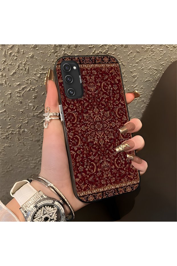 Samsung Galaxy S20 Fe Compatible Silicone Edge Hard Back Anti-Fall Phone Case Kilim Rug Patterned