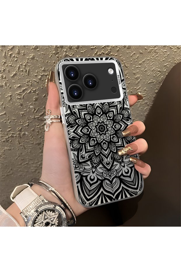iPhone 17 Pro Compatible Silicone Edge Hard Back Anti-Fall Phone Case Vintage Rug Patterned