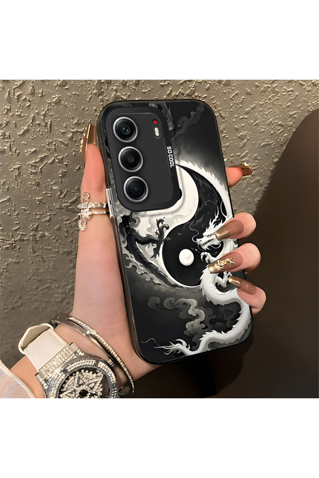 Tecno Camon 40 Compatible Silicone Edge Hard Back Anti-Fall Phone Case Dragon Patterned