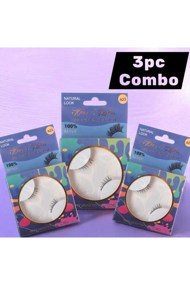 3-Piece Faux Mink Eyelashes Fluffy Volume Lightweight Reusable Soft Glam Lash Set A23