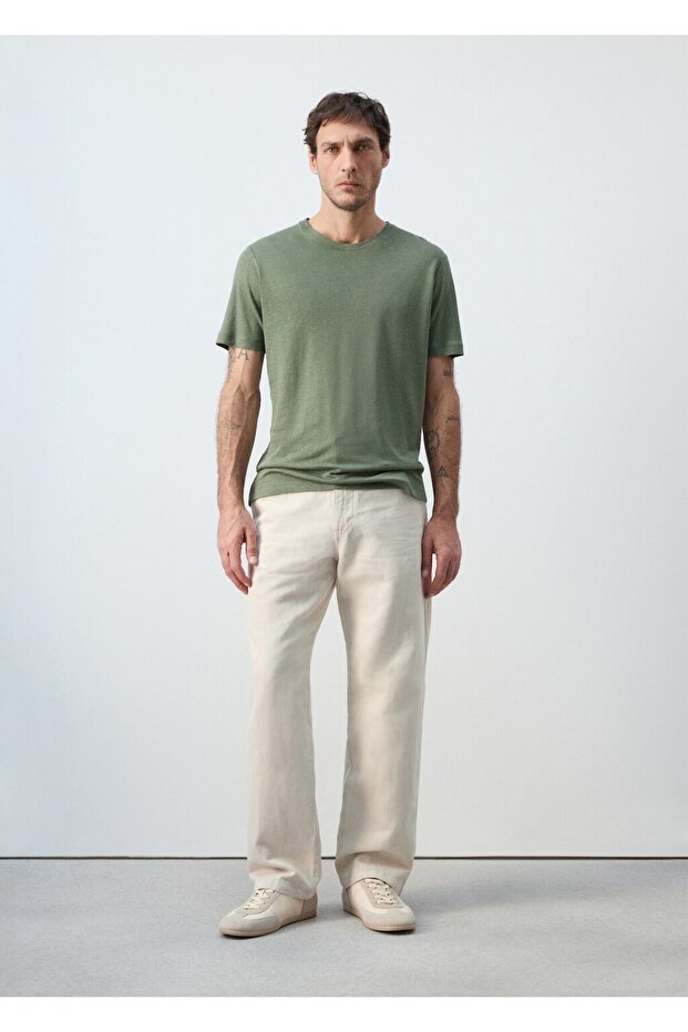 Slim fit keten tişört - 2