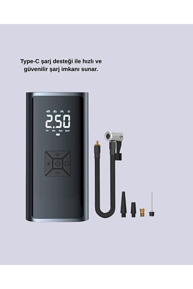 مضخة إطارات ذكية متعددة الوظائف متوافقة مع 12 فولت - 5