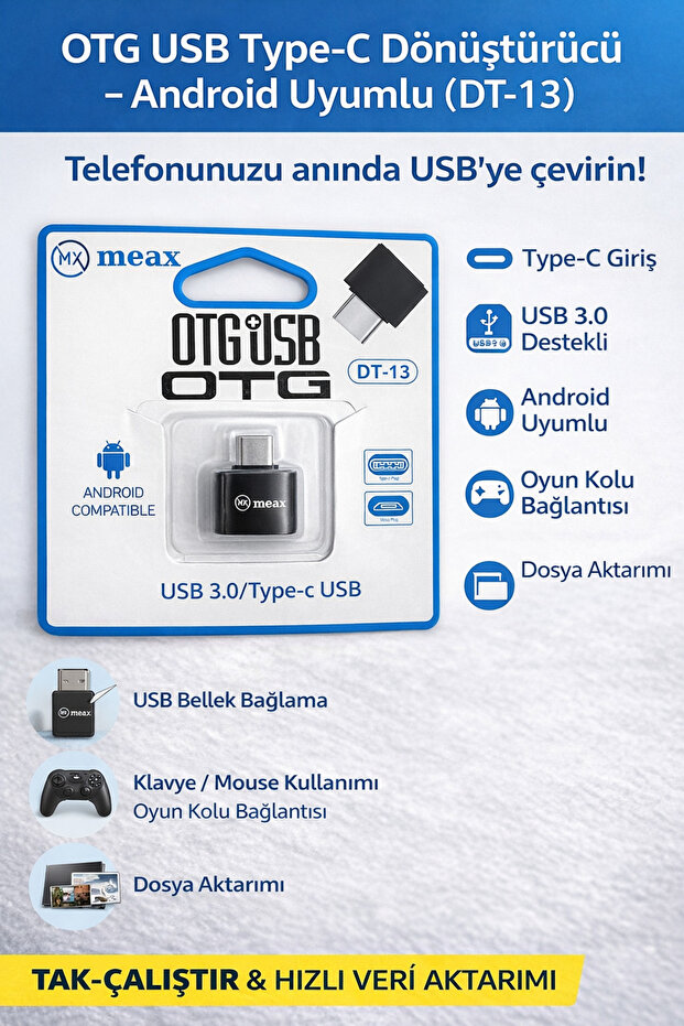 محول OTG USB - Type-C - متوافق مع أندرويد (DT-13)