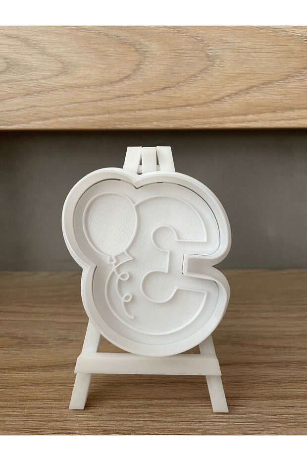 3 Year Old Birthday Cookie Mold and Stamp - Number 3 with Balloon