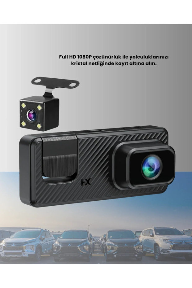 مسجل فيديو رقمي متعدد الزوايا للسيارة |   كاميرا أمامية داخلية خلفية، تسجيل فيديو حلقي - 4
