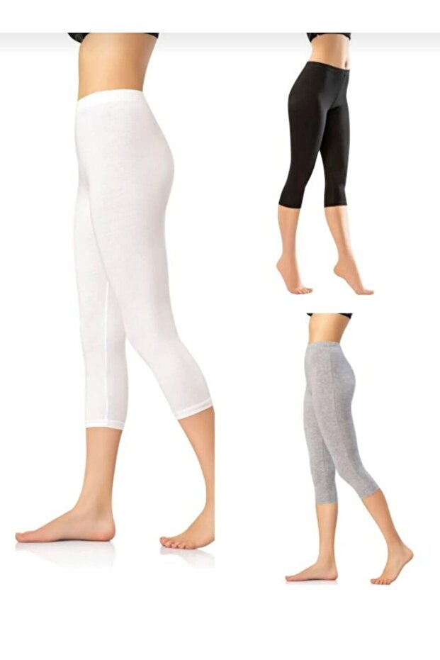4005 Women's Mixed Color Lycra Capri Tights 3 Pieces