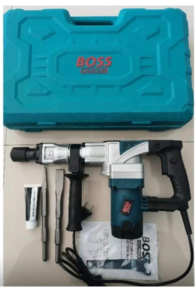 Electric Demolition Hammer with Carrying Case, Teal, Includes Chisels and Accessori