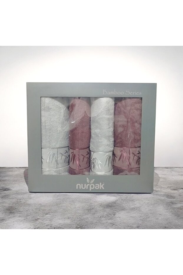 Bamboo 4-Piece Boxed Bathroom Set 2 Pieces 50X90 and 2 Pieces 90X150 cm 70% Bamboo 30% Cotton