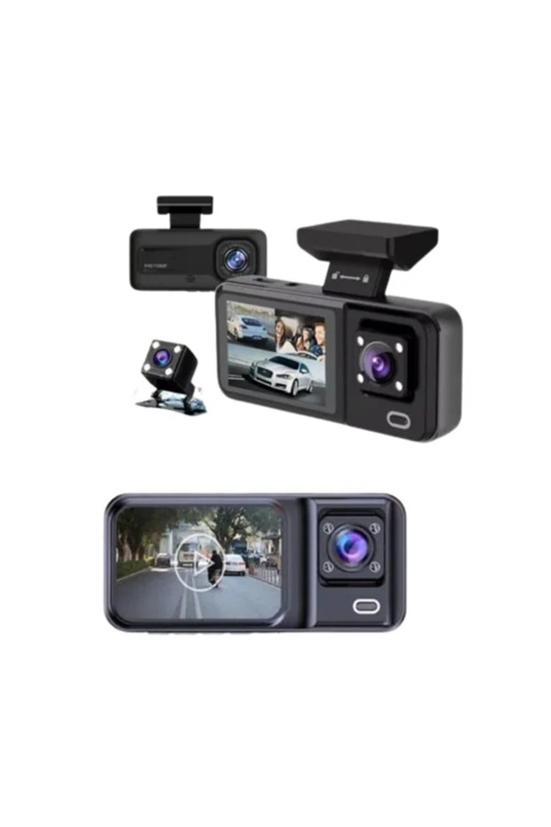 نظام أمان ثلاثي الكاميرات مزود بمستشعر G، وكشف الحركة، وتسجيل حلقي - 4