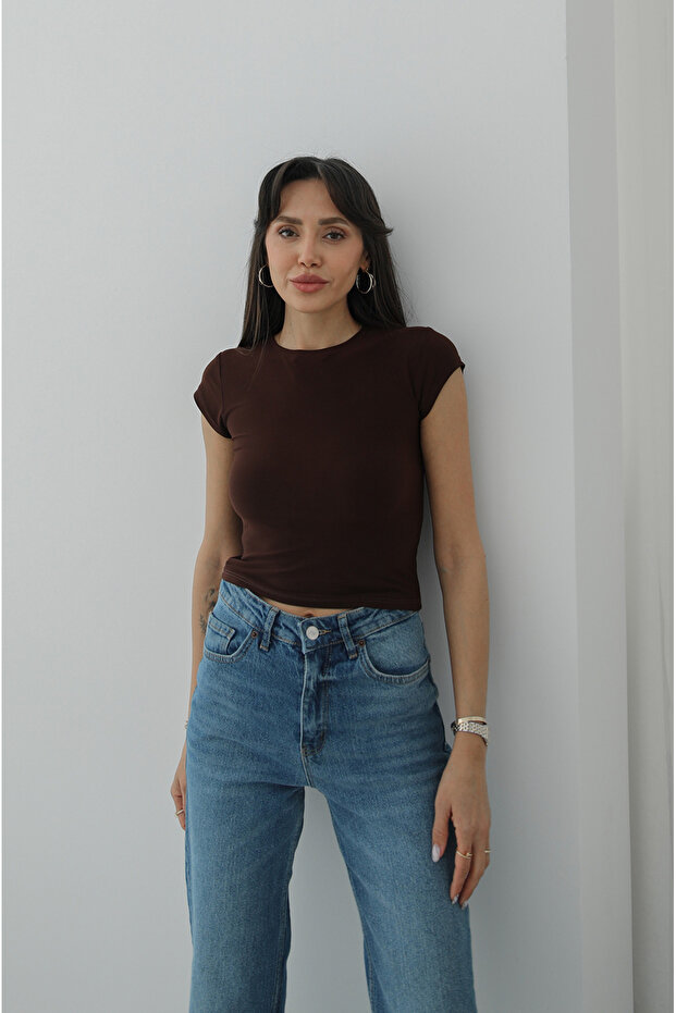 بلوزة كاوبني راي قصيرة الأكمام أساسية الطراز - 3