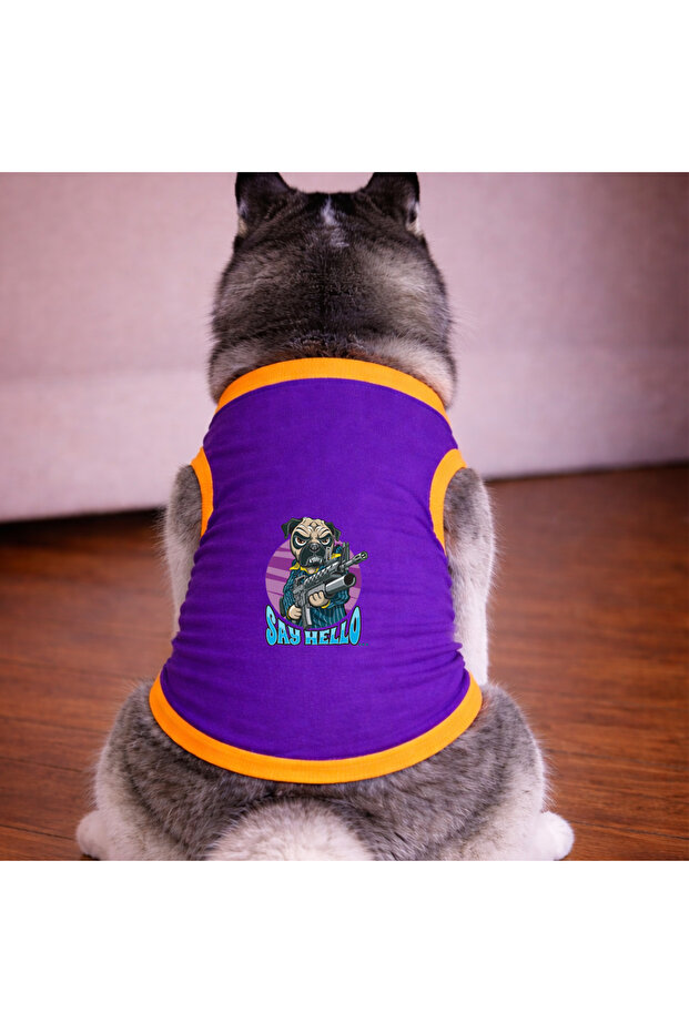 Purple Hello Dog Tshirt Dog Clothing (100% Cotton Combed Cotton) Small and Large Breeds
